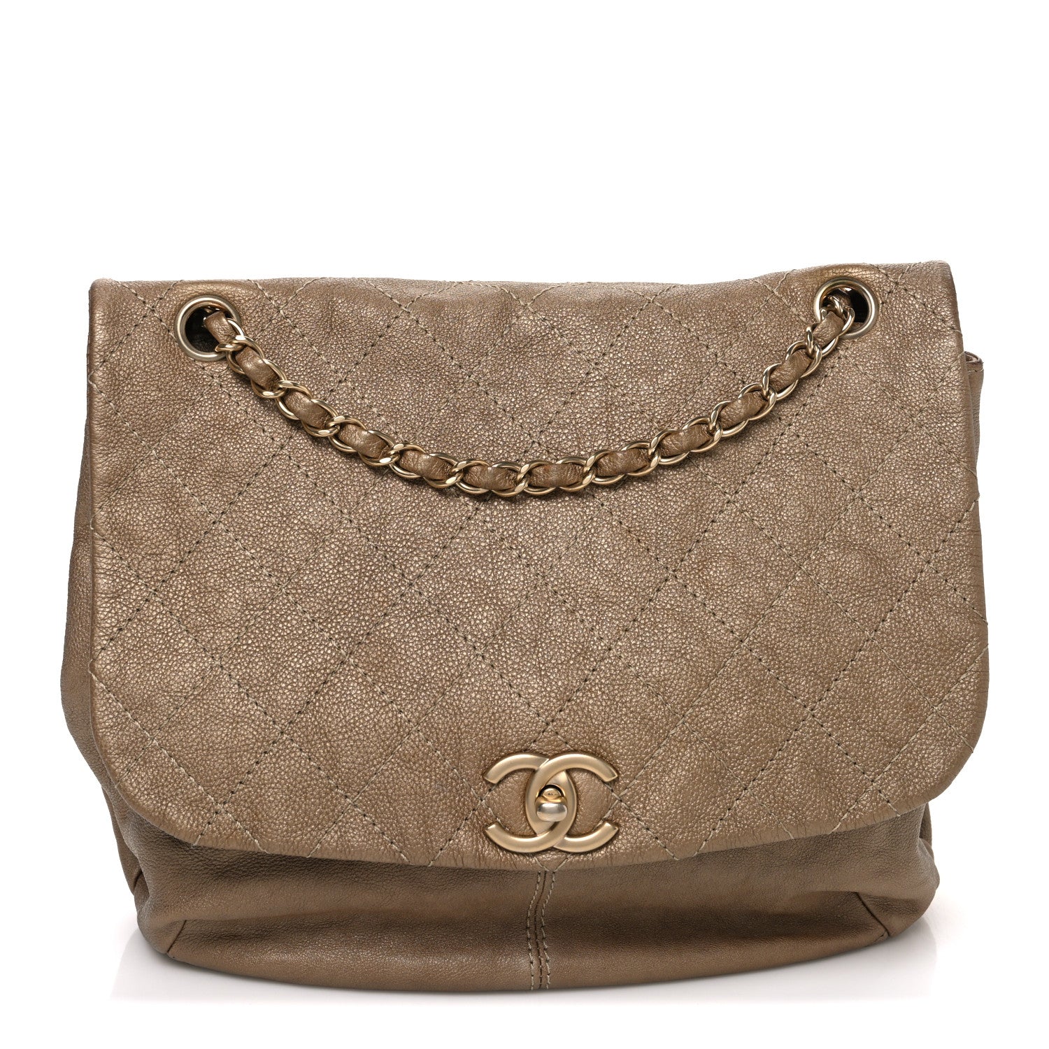 Chanel Metallic Calfskin Quilted Trianon Small Messenger Flap Gold 1 of 10