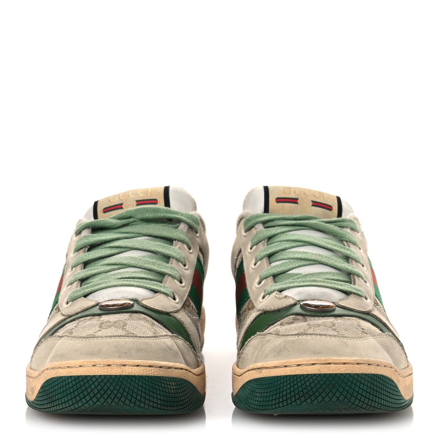 GG Monogram Nubuck Web Womens Screener Sneakers 40 New Sand Dusty Milk Vintage Green
