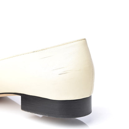 Chanel Lambskin Crystal CC Cap Toe Ballerina Flats 40.5 White Black 7 of 9
