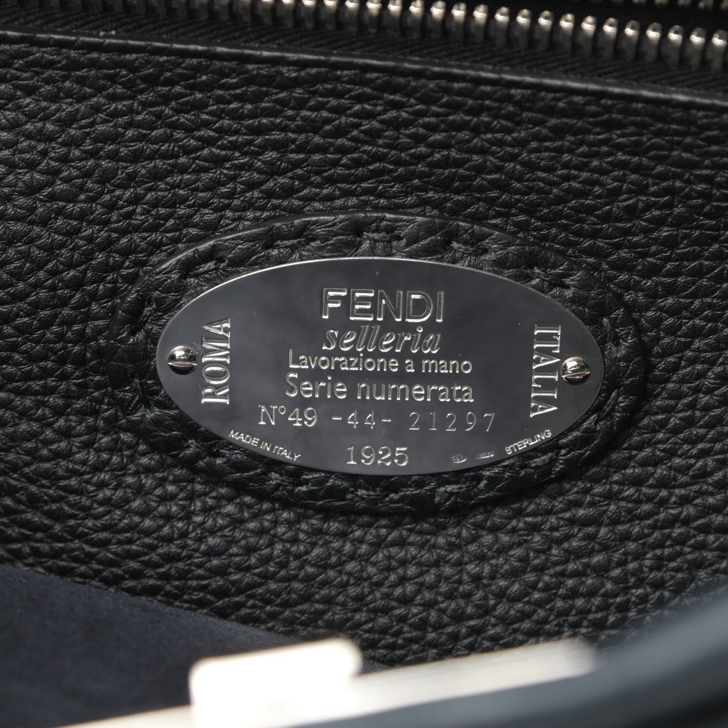 Fendi Cuoio Romano Selleria Bi-Color Large Mens Peekaboo Iconic Essential Satchel Lavagna Black 7 of 12