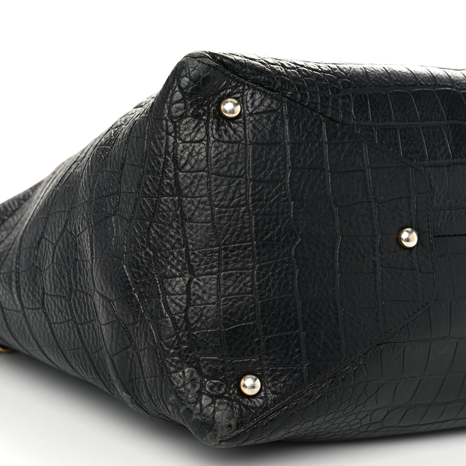 Chanel Calfskin Crocodile Embossed Large Cocodile Shopping Tote Black 9 of 12