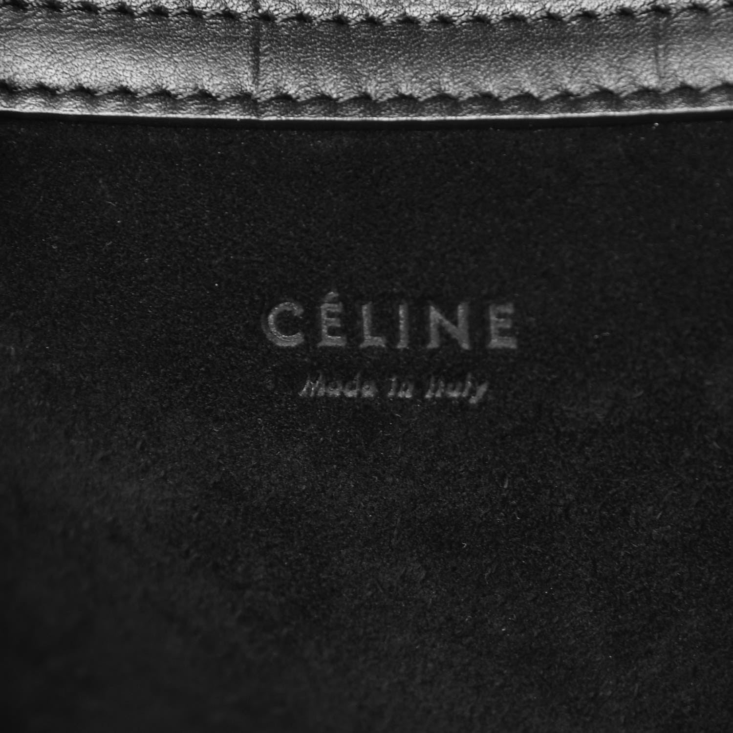 Celine Crocodile Embossed Calfskin Medium Phantom Luggage Black 15 of 19