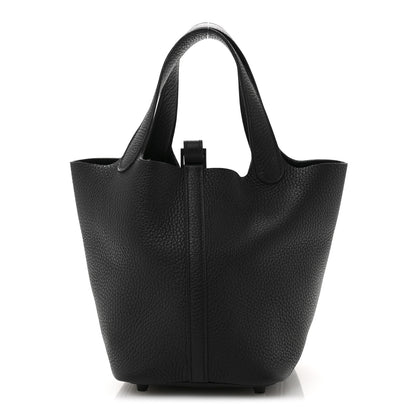 Hermes Taurillon Clemence Monochrome Picotin Lock 18 PM Black 1 of 11
