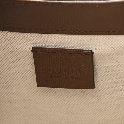 Gucci GG Supreme Monogram Azalea Calfskin Mini Horsebit 1955 Foldover Top Handle Bag Beige Ebony Brown Sugar 8 of 13