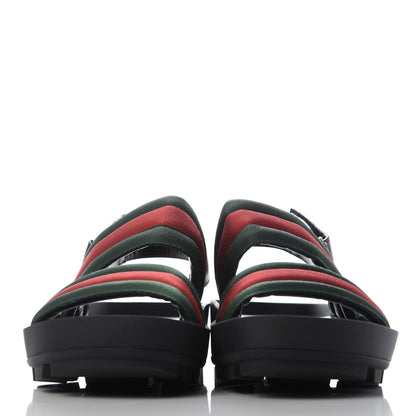 Gucci Nylon Cirano Lux Web Mens Cleat Sole Slingback Sandals 9.5 Green Red Black 2 of 10