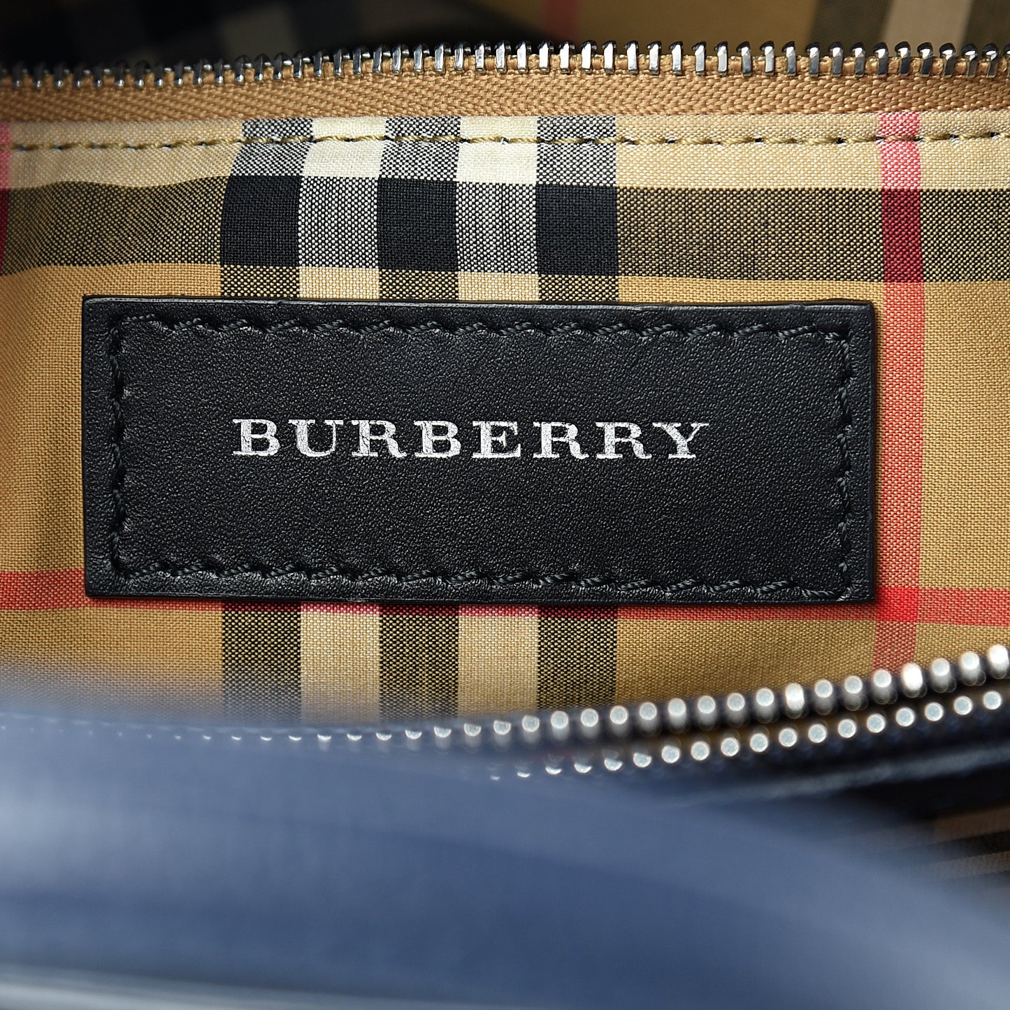 Derby Calfskin Vintage Check Medium Banner Tote Regency Blue