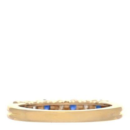 Tiffany 18K Yellow Gold Diamond Blue Sapphire 3mm Band Ring 50 5.5 3 of 5