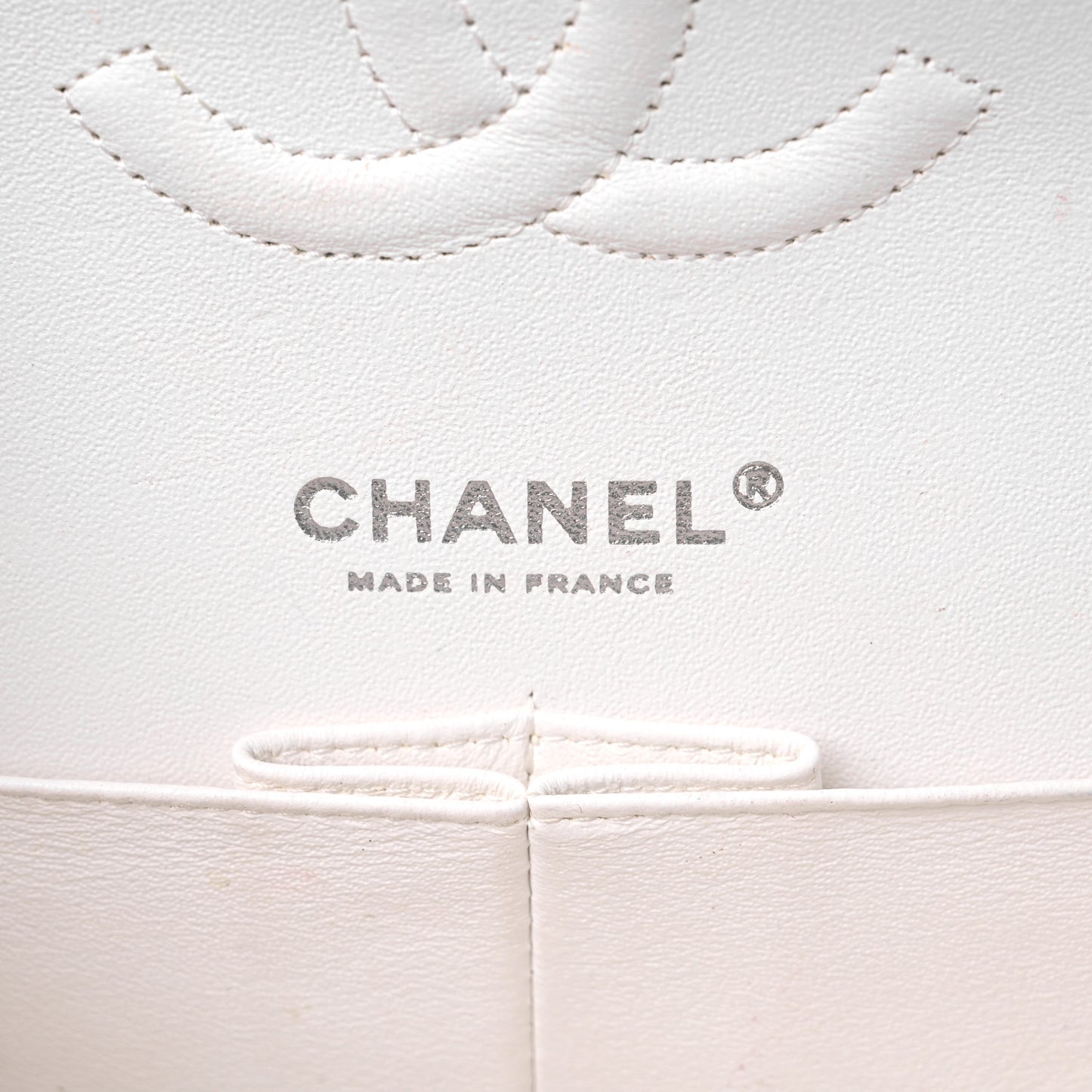 Caviar Quilted Medium Double Flap White