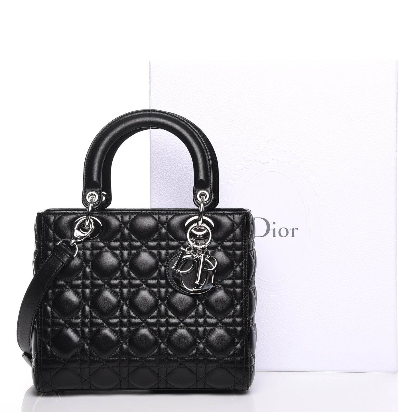 Lambskin Cannage Medium Lady Dior Black