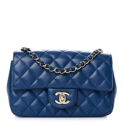 Chanel Lambskin Quilted Mini Rectangular Flap Blue 1 of 14