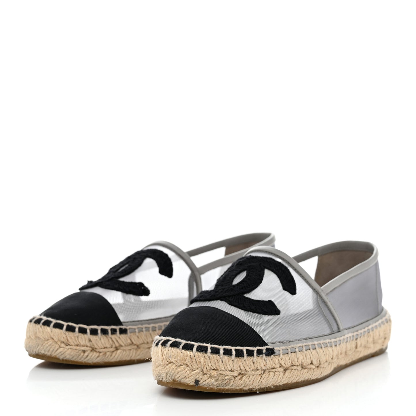 Mesh Grosgrain CC Espadrilles 35 Grey