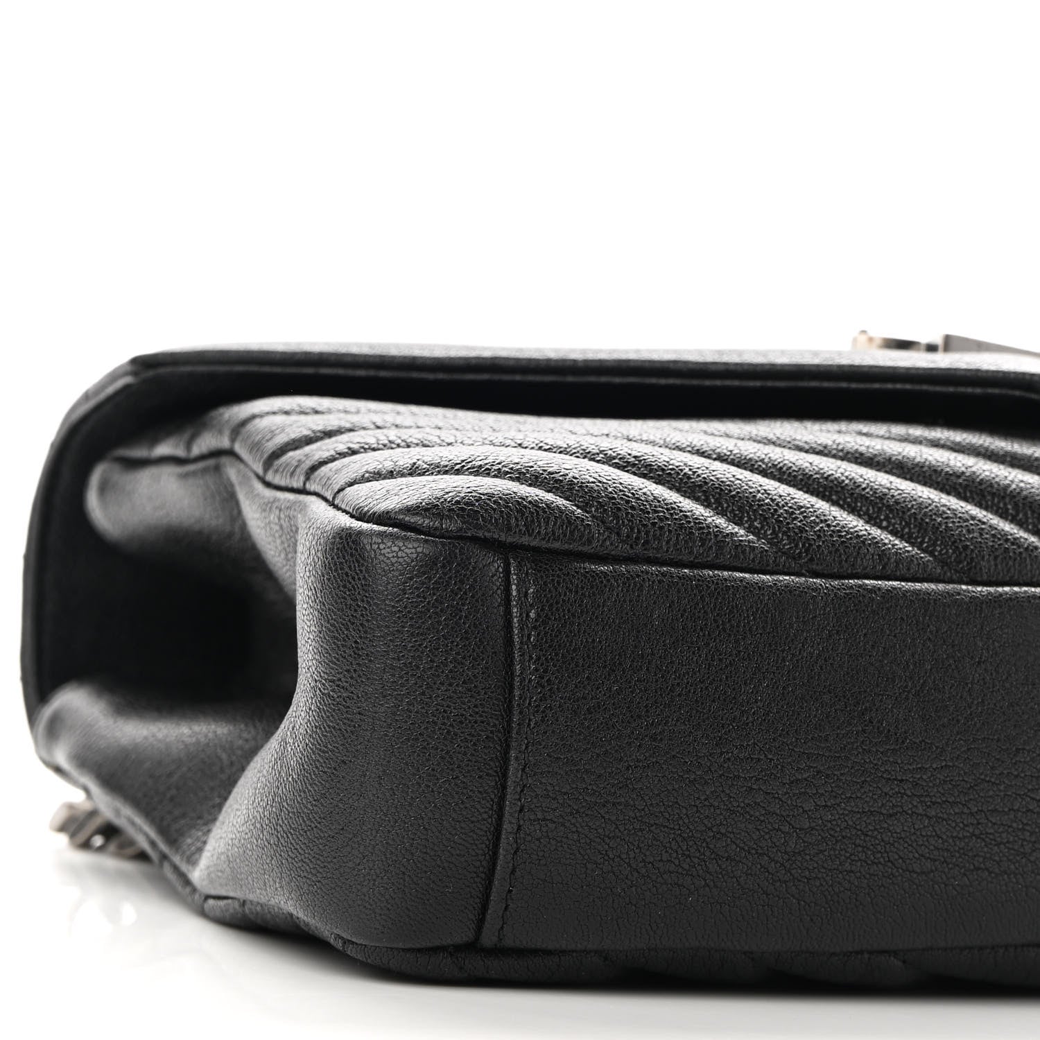Saint Laurent Sheepskin Matelasse Chevron Monogram Medium College Bag Black 7 of 7