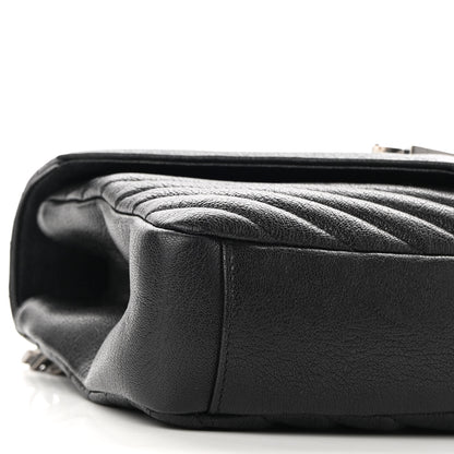 Saint Laurent Sheepskin Matelasse Chevron Monogram Medium College Bag Black 7 of 7