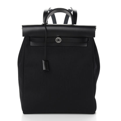 Hermes Military Toile Vache Hunter Herbag a Dos Zip Retourne Backpack Black 3 of 10