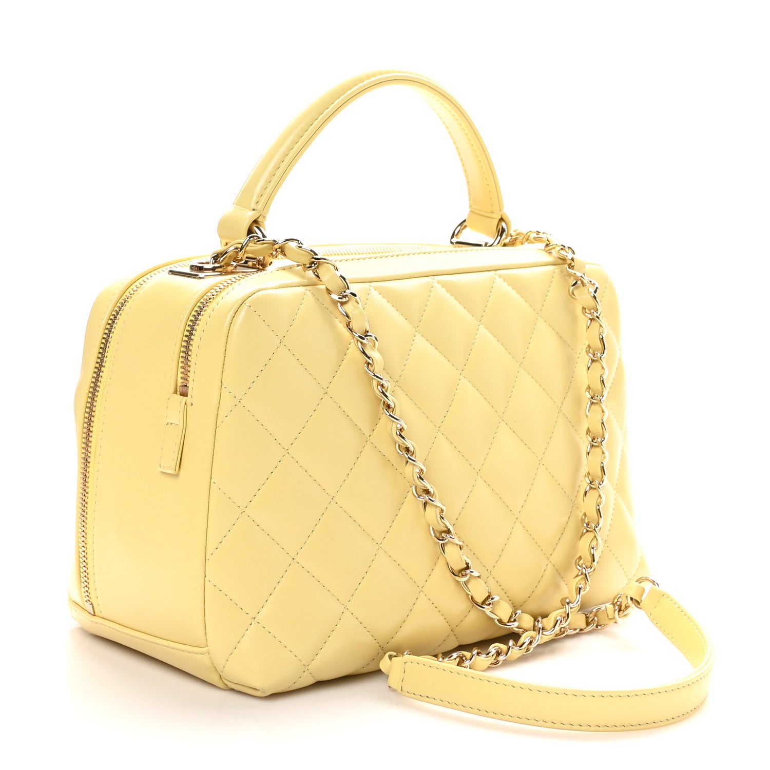 Chanel Lambskin Quilted Medium Trendy CC Bowling Bag Yellow 3 of 10