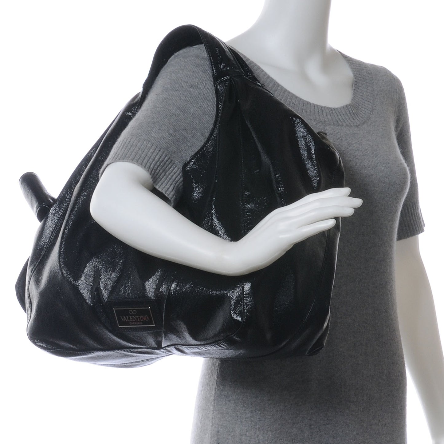 Crinkled Canvas Nuage Bow Tote Black