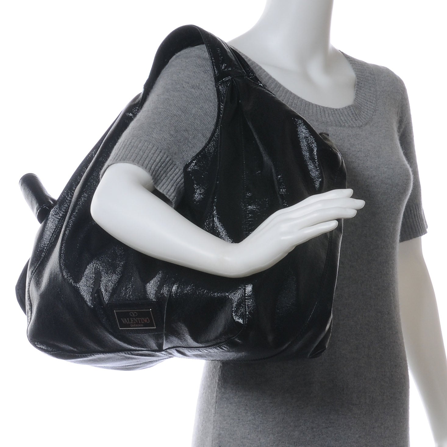 Valentino Garavani Crinkled Canvas Nuage Bow Tote Black 2 of 7