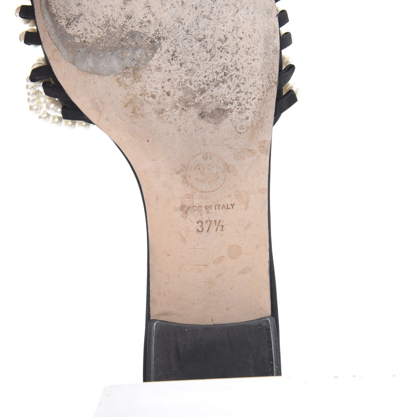 Felt Pearl Flat Sandals 37.5 Black