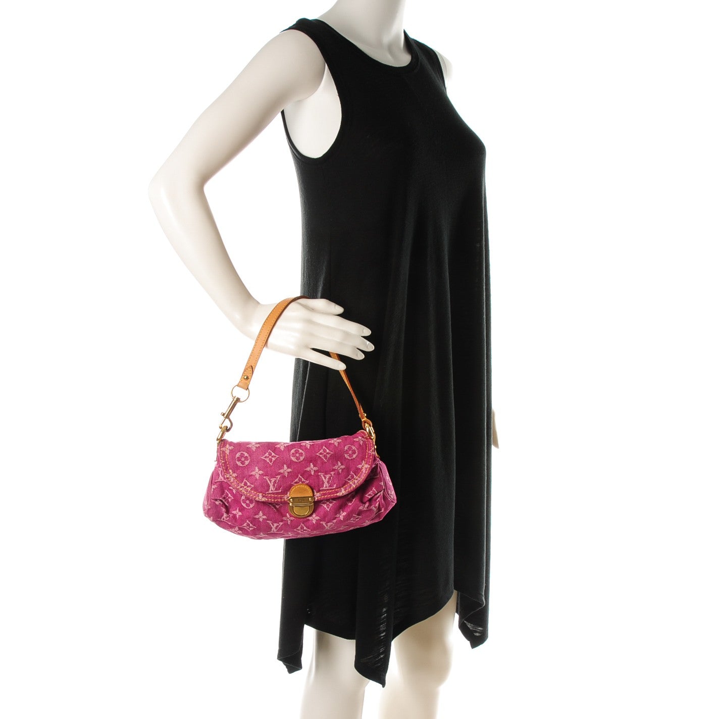 Monogram Denim Mini Pleaty Fuchsia
