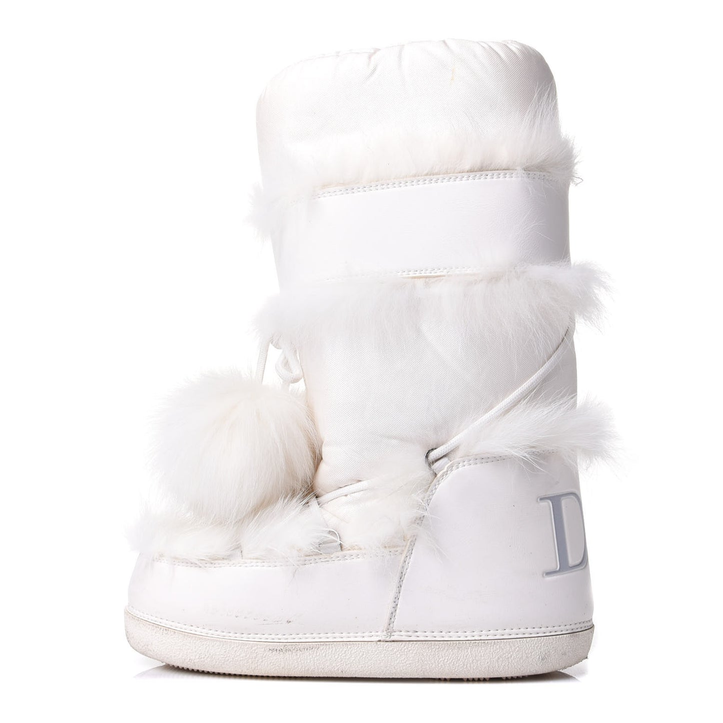 Canvas Calfskin Fur Womens Moon Boots 38-40 White