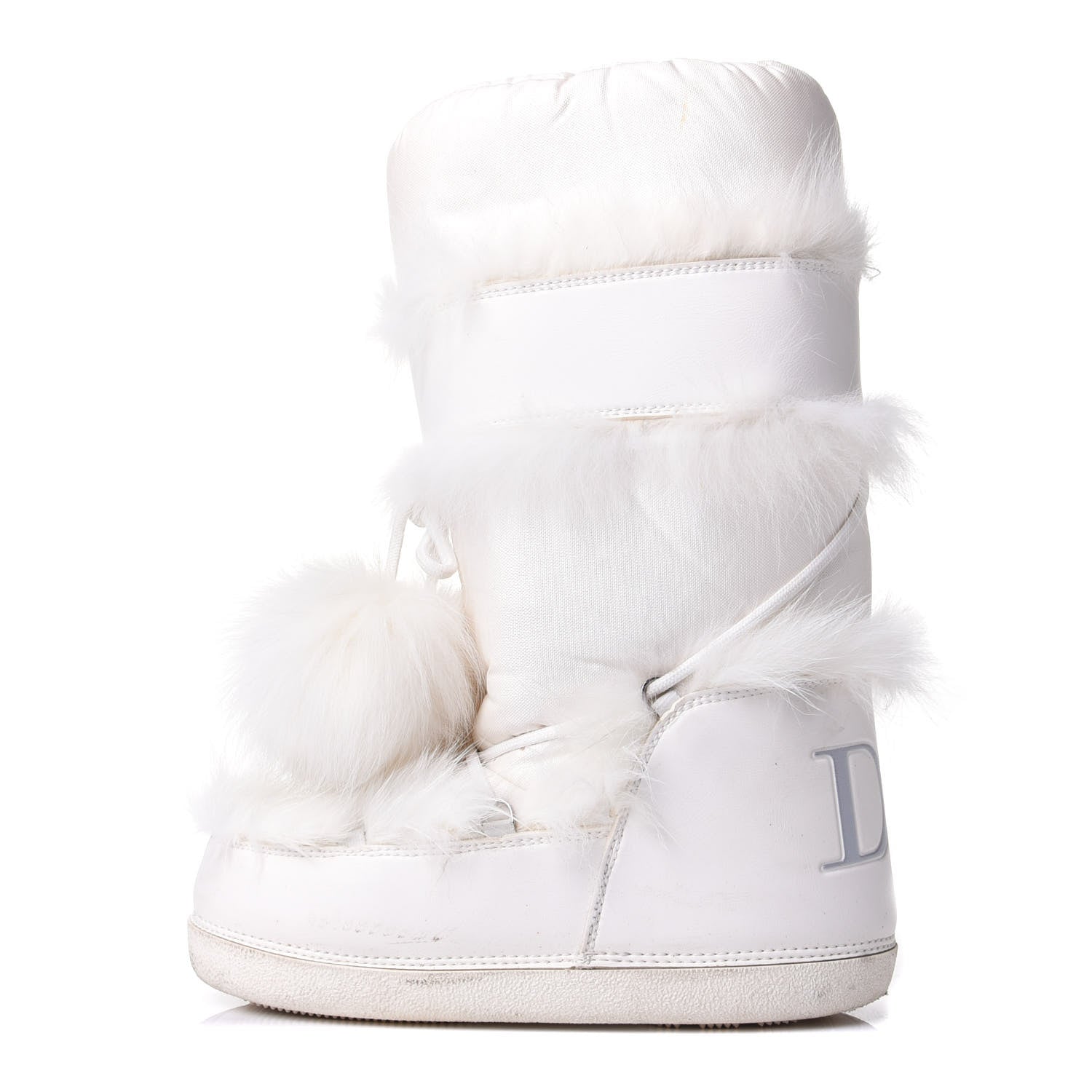 Christian Dior Canvas Calfskin Fur Womens Moon Boots 38-40 White 1 of 8