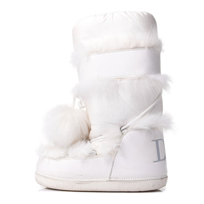 Christian Dior Canvas Calfskin Fur Womens Moon Boots 38-40 White 1 of 8