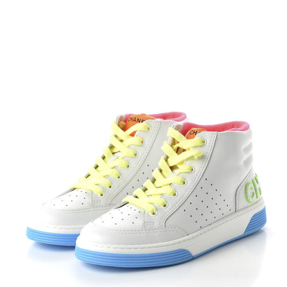 Chanel Calfskin Womens Logo High Top Sneakers 39 Multicolor 4 of 9