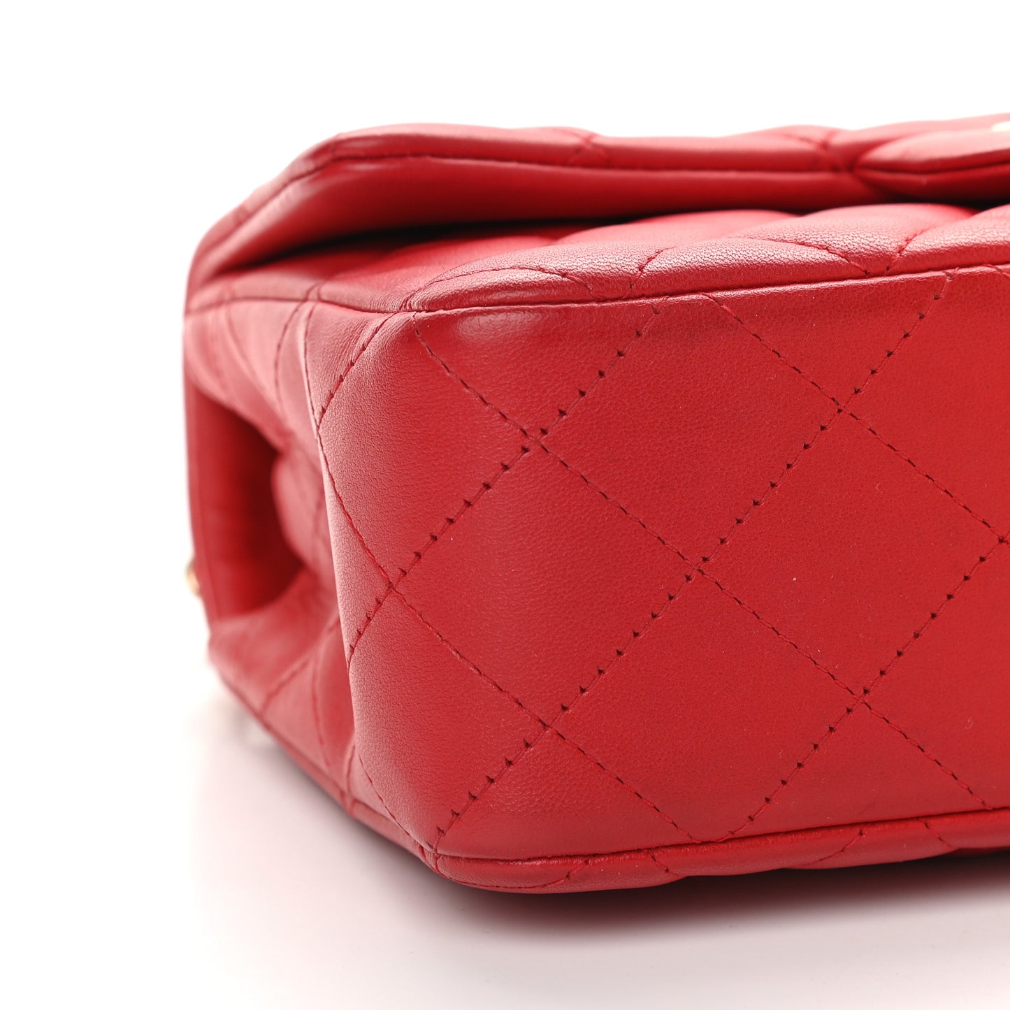 Lambskin Quilted Mini Rectangular Flap Red
