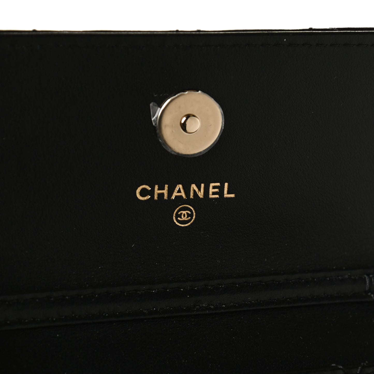 Calfskin Quilted Maxi Pearls Card Holder Flap With Chain Black
