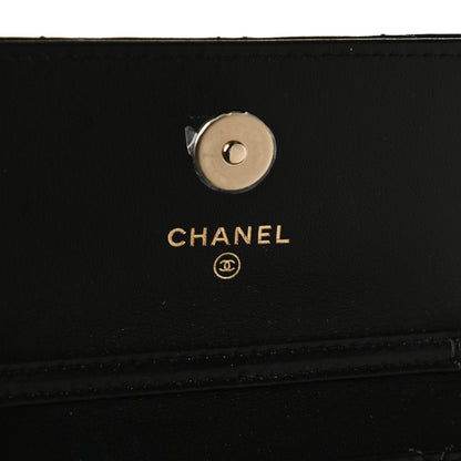 Chanel Calfskin Quilted Maxi Pearls Card Holder Flap With Chain Black 6 of 11