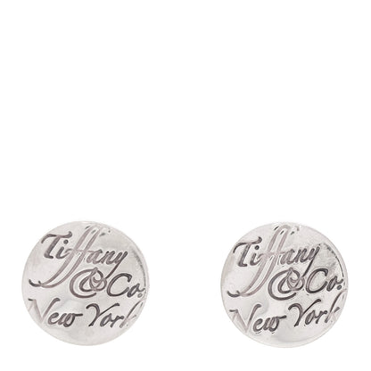 Tiffany Sterling Silver Round Note Earrings 1 of 4
