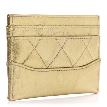 Chanel Metallic Aged Calfskin Quilted Gabrielle Card Holder Wallet Gold 3 of 9