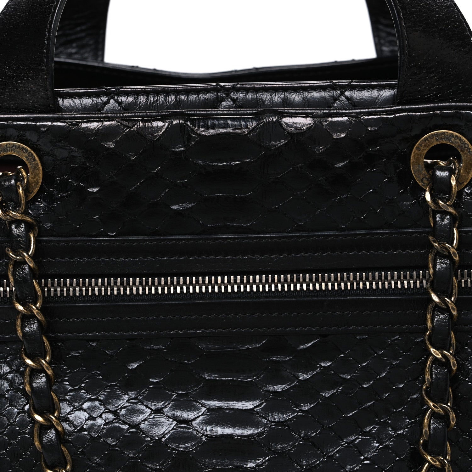 Chanel Snakeskin Glazed Calfskin Quilted Urban Mix Tote Black 8 of 10