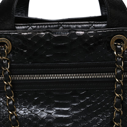 Chanel Snakeskin Glazed Calfskin Quilted Urban Mix Tote Black 8 of 10
