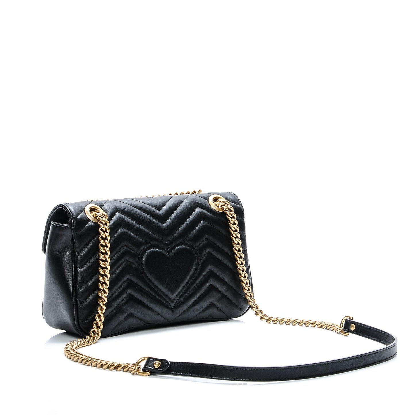 Calfskin Matelasse Small GG Marmont Shoulder Bag Black