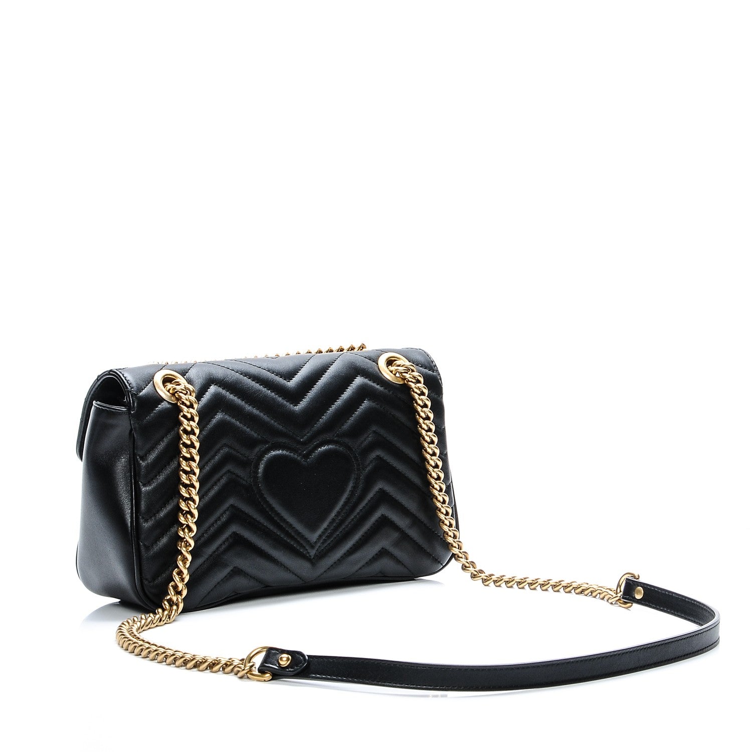 Gucci Calfskin Matelasse Small GG Marmont Shoulder Bag Black 10 of 14