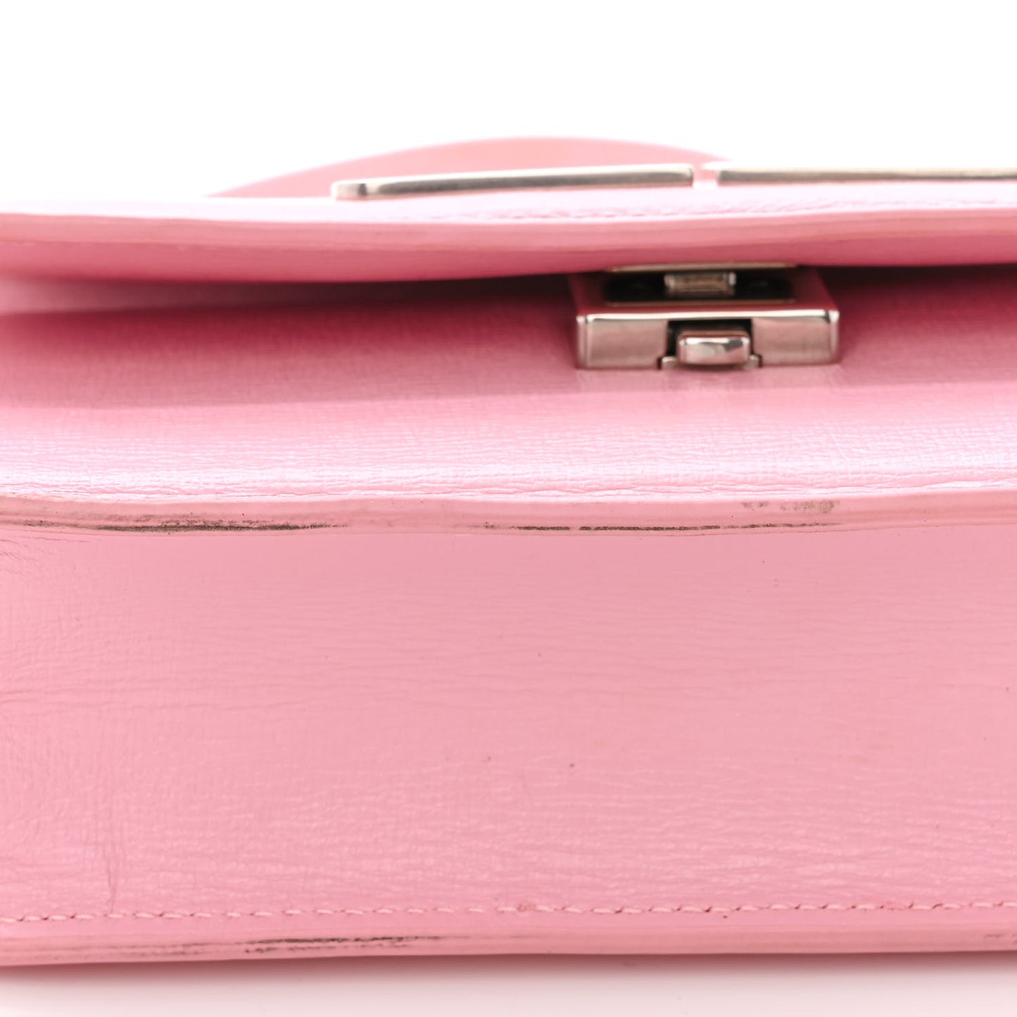 Calfskin Stripe Embossed Gossip Chain Bag XS Candy Pink