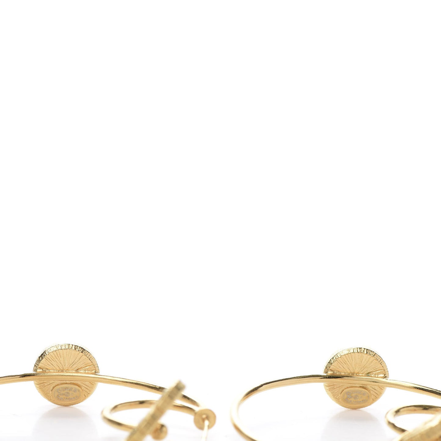 Pearl CC Tags Hoop Earrings Gold
