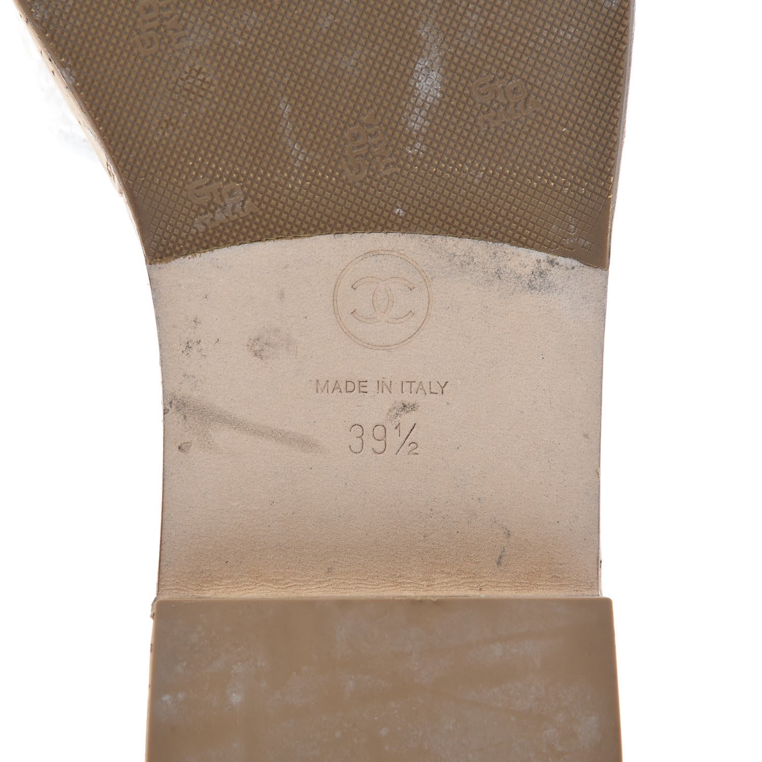 Chanel Tweed Cork CC Mule Sandal 39.5 Silk White 6 of 12