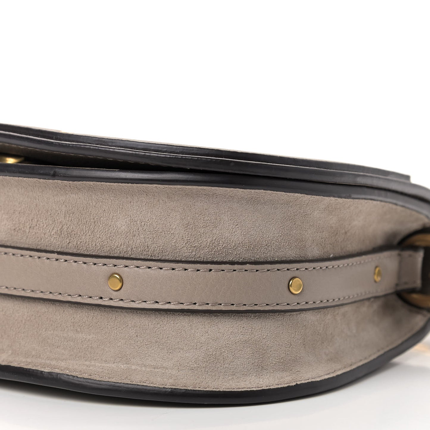 Calfskin Suede Small Nile Bracelet Bag Motty Grey