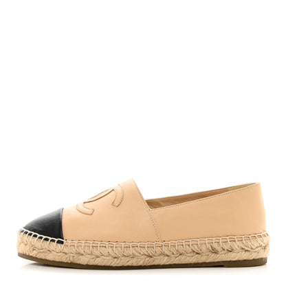 Chanel Lambskin CC Espadrilles 38 Beige Black 1 of 10