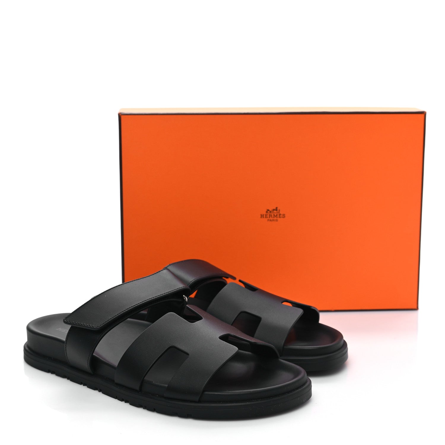 Hermes Calfskin Womens Chypre Sandals 39 Black 2 of 9