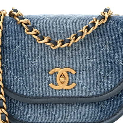Chanel Washed Denim Quilted Small Messenger Flap Blue 8 of 11