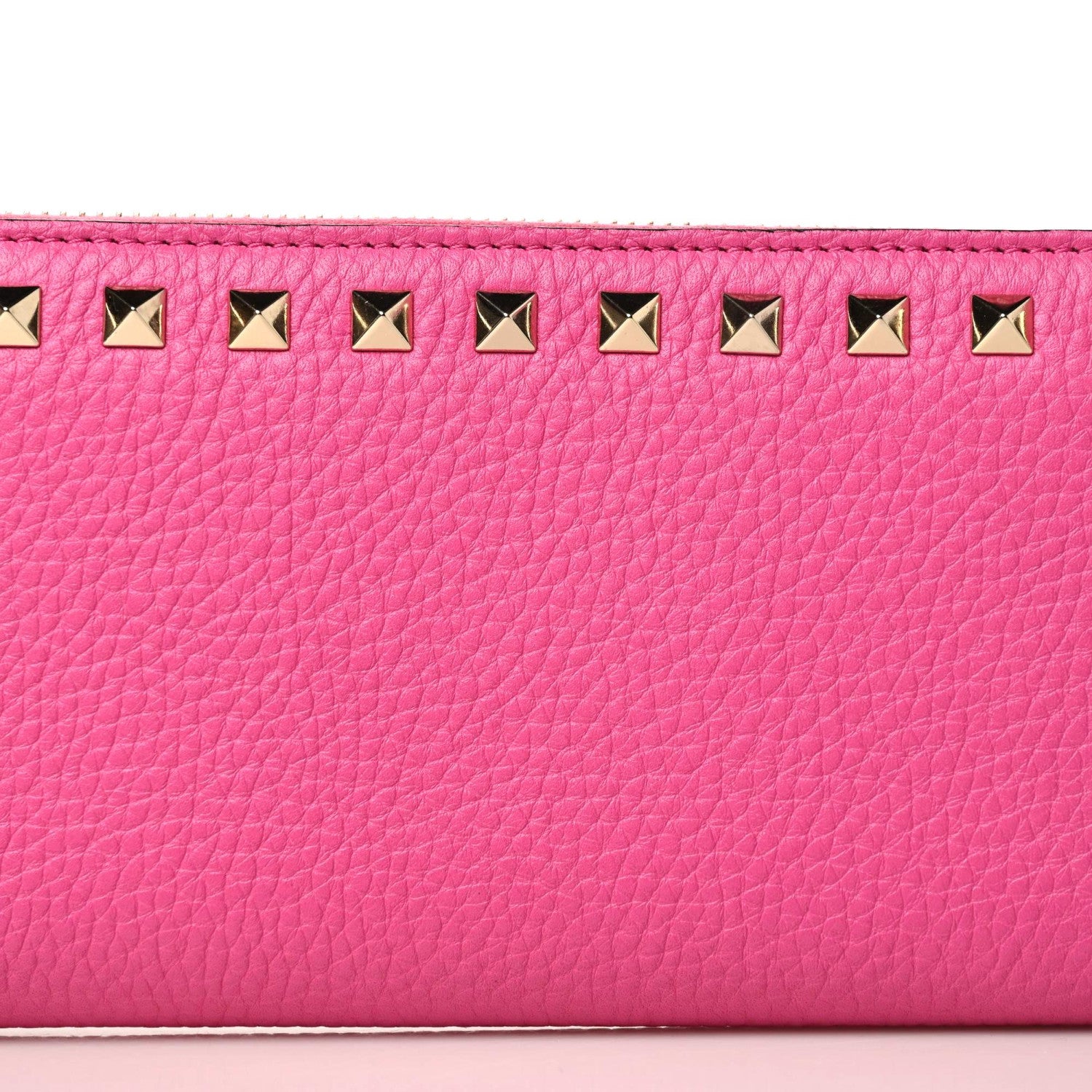 Valentino Garavani Pebbled Calfskin Rockstud Zip Around Wallet Pink Orchid 5 of 9