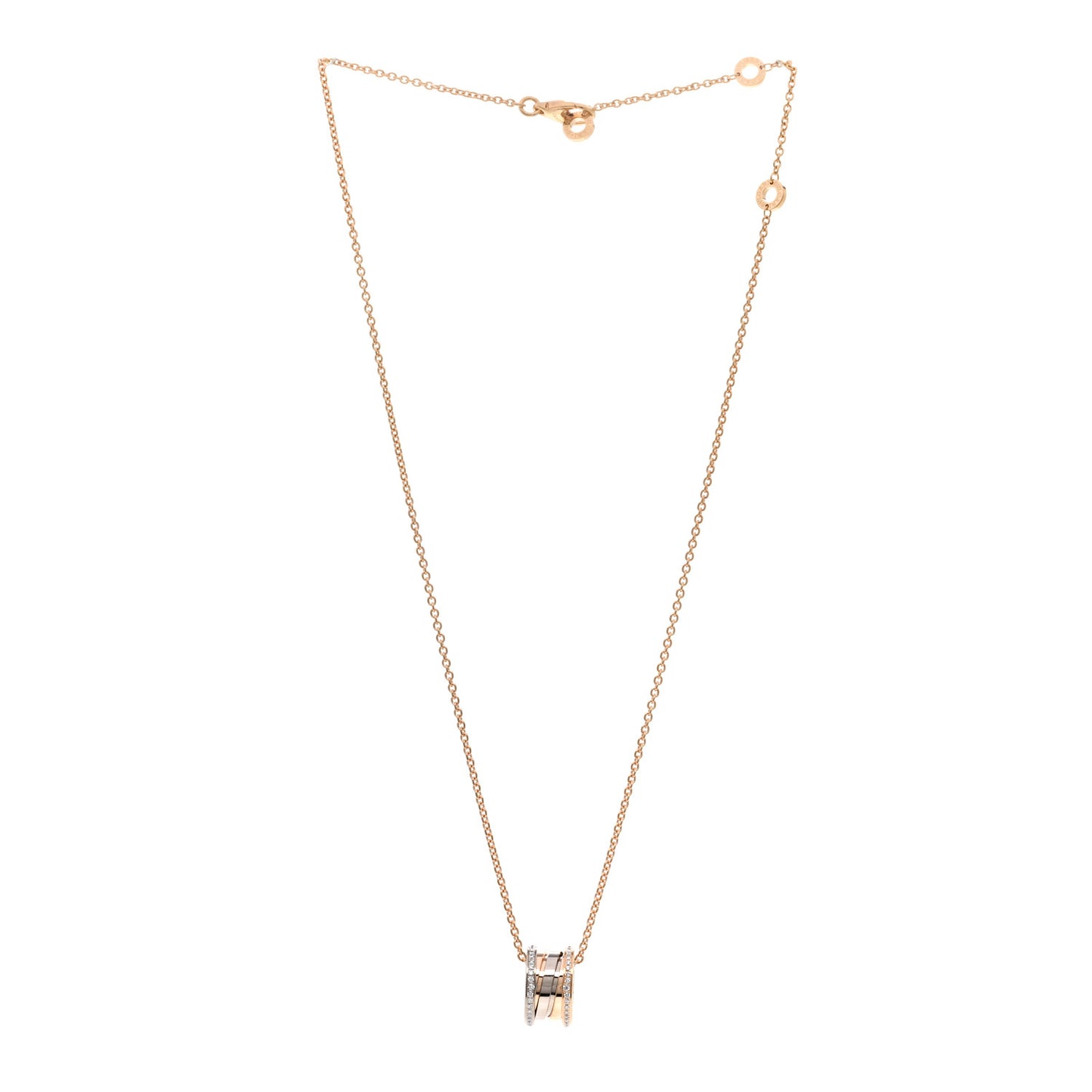 18K Rose White Gold Diamond B.Zero1 Pendant Necklace