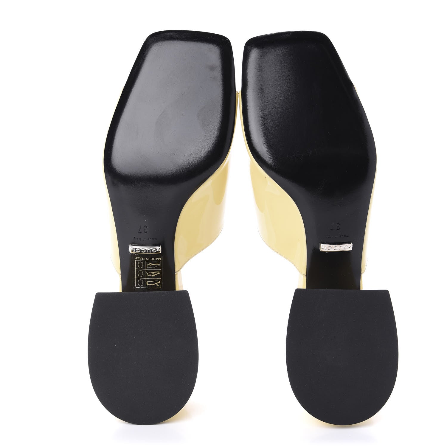 Gucci Patent Lexi Horsebit Mid-Heel Slide Sandals 37 Burro 5 of 9