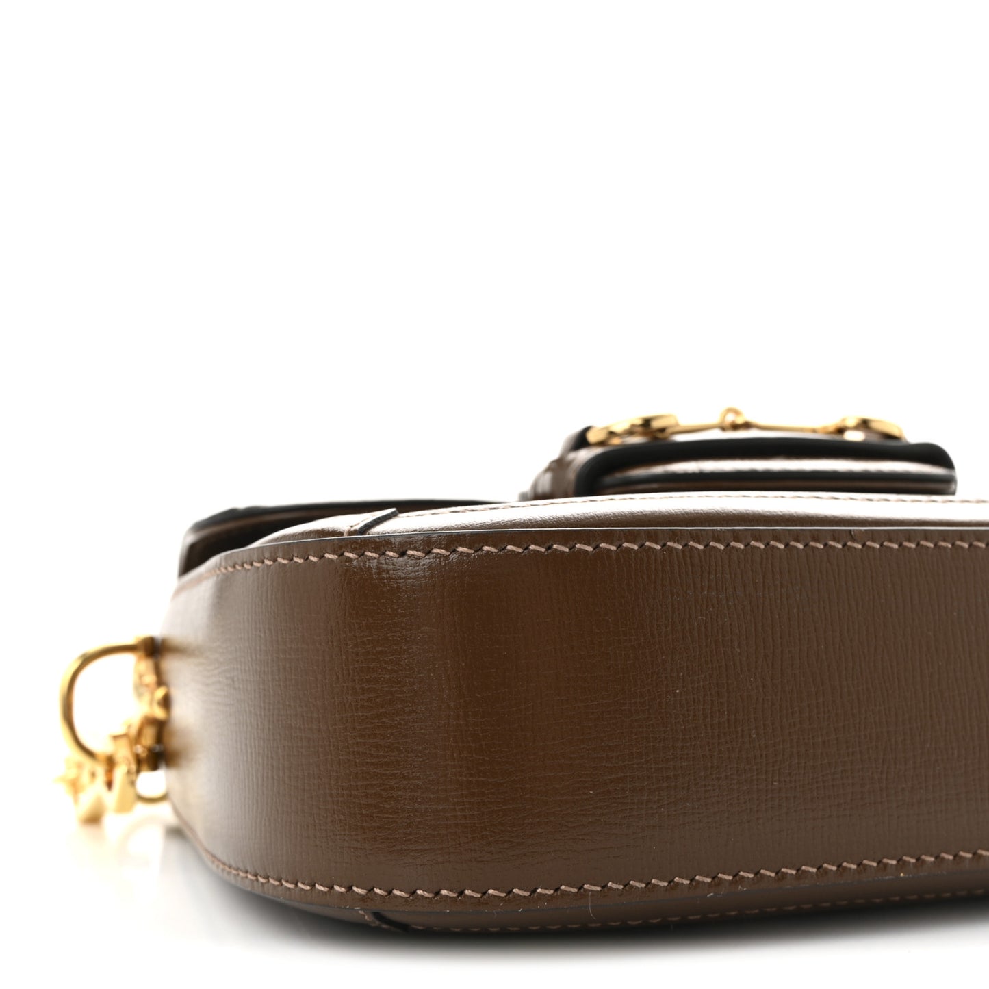 GG Supreme Monogram Azalea Calfskin Web Mini Horsebit 1955 Shoulder Bag Beige Ebony Brown Sugar