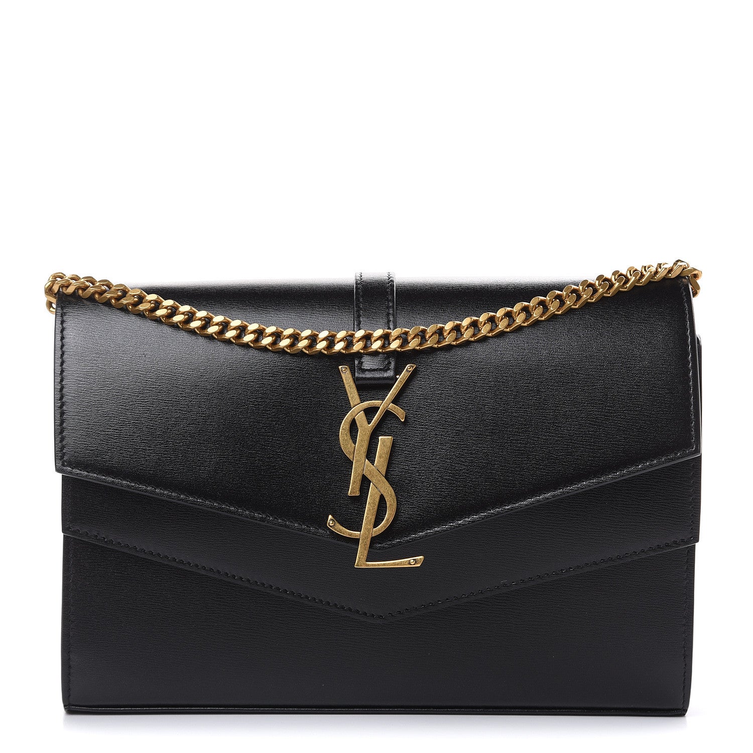 Saint Laurent Smooth Calfskin Monogram Sulpice Chain Wallet Black 1 of 8