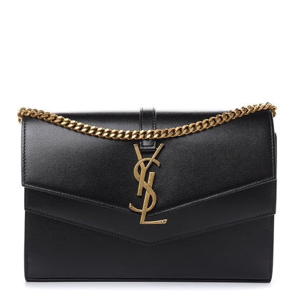 Saint Laurent Smooth Calfskin Monogram Sulpice Chain Wallet Black 1 of 8
