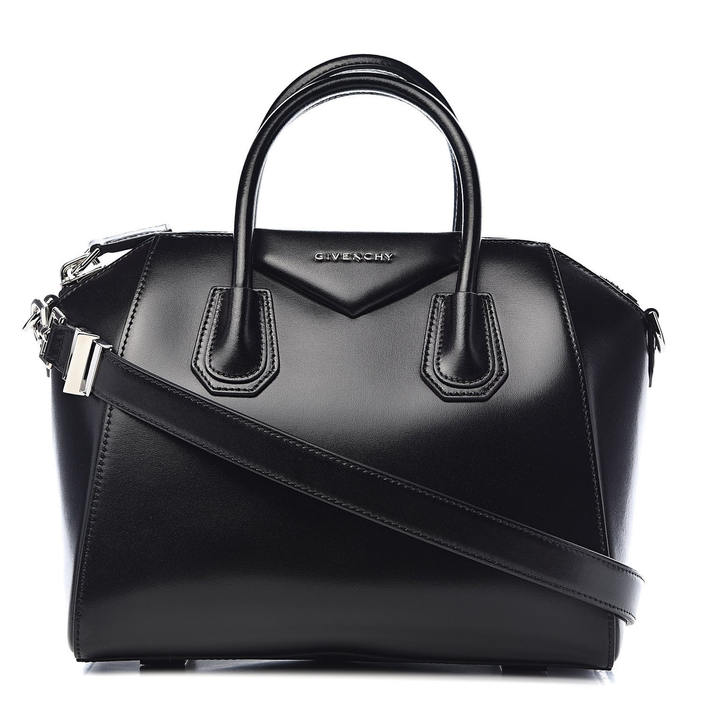 Shiny Lord Calfskin Small Antigona Black